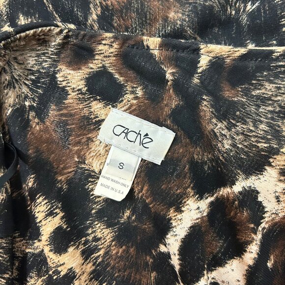 Vintage Y2K Cache One Shoulder Dress Animal Print Beaded Boho Size Small Women's - Picture 7 of 7